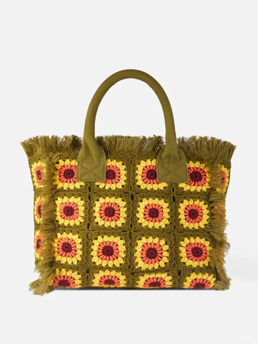 Borsa a spalla all'uncinetto con fiore