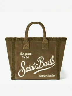 Borsa a spalla Vanity in spugna verde militare