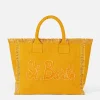 Borsa a spalla Vanity in tela color ocra