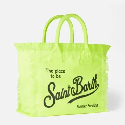 Borsa a spalla Vanity in canvas giallo fluo