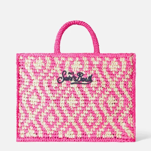Borsa a spalla Vanity in rafia con ricamo Saint Barth