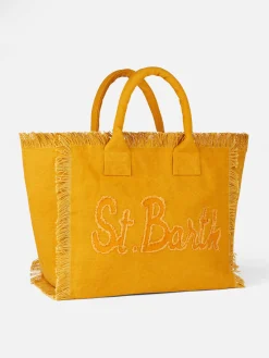Borsa a spalla Vanity in tela color ocra
