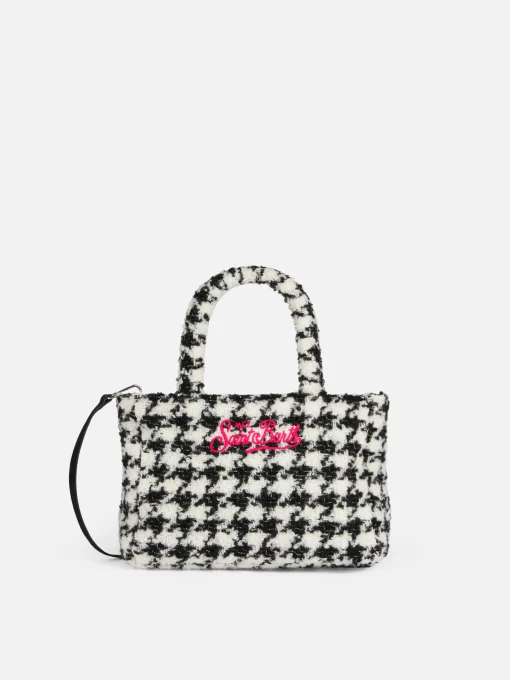 Borsa Clarine in morbida lana con motivo pied de poule in lurex