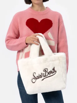 Borsa Colette bianca effetto fur