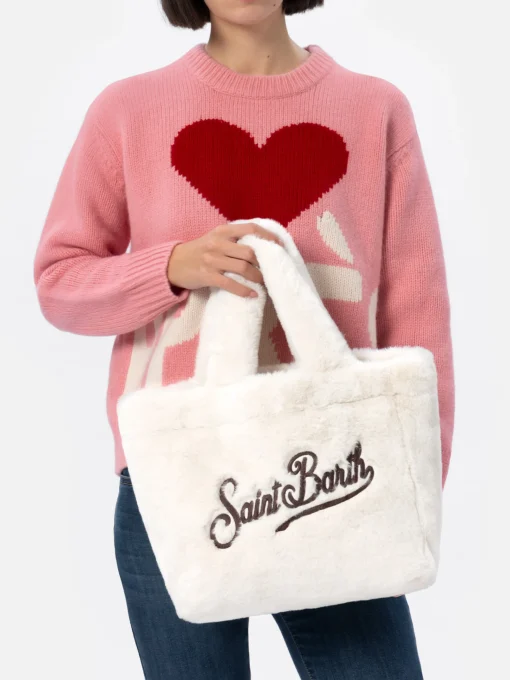 Borsa Colette bianca effetto fur