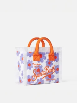Borsa Colette in spugna con stampa margherite viola e arancio