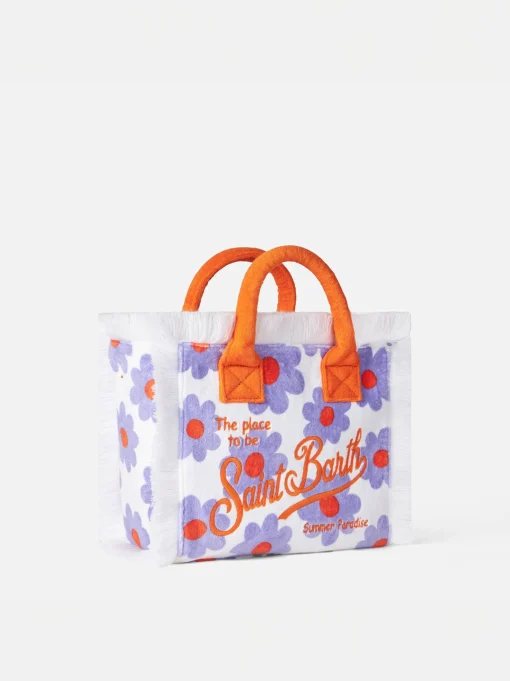 Borsa Colette in spugna con stampa margherite viola e arancio