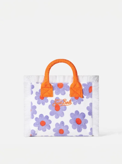 Borsa Colette in spugna con stampa margherite viola e arancio
