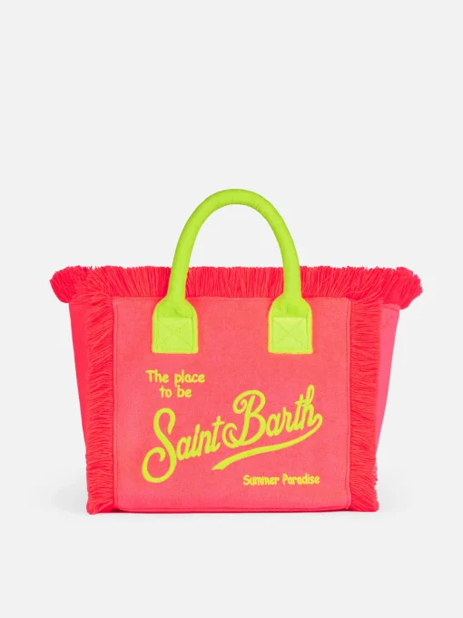 Borsa Colette in spugna fucsia con logo Saint Barth