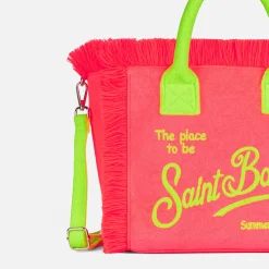 Borsa Colette in spugna fucsia con logo Saint Barth