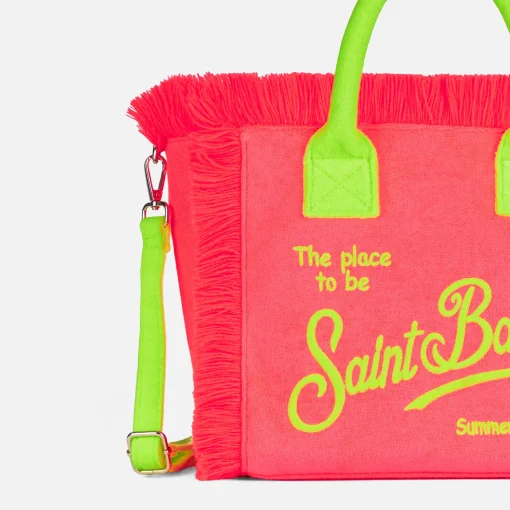 Borsa Colette in spugna fucsia con logo Saint Barth