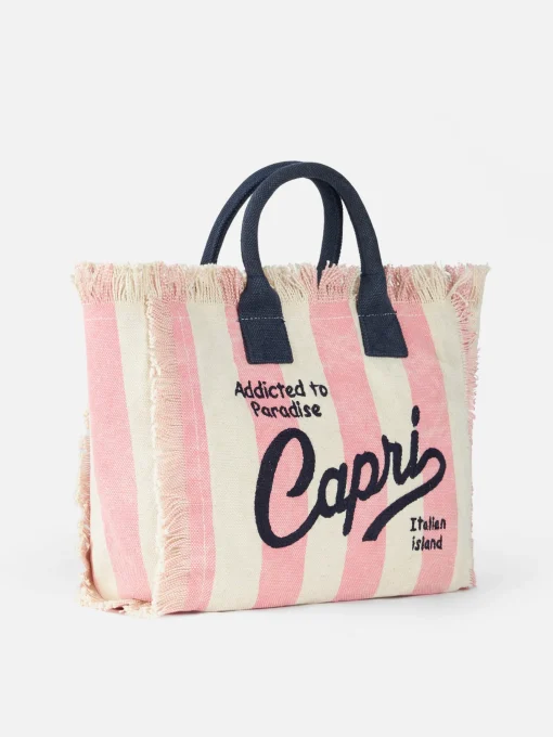 Borsa Colette in tela di cotone rigata Capri