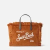 Borsa Colette in velluto a coste marrone con ricamo del logo