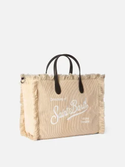 Borsa Colette in velluto a coste cammello con ricamo logo