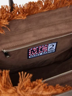Borsa Colette in velluto a coste marrone con ricamo del logo