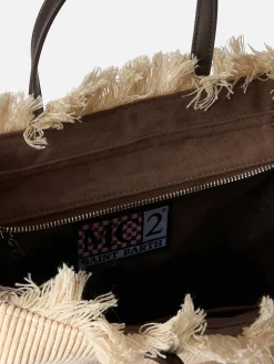 Borsa Colette in velluto a coste cammello con ricamo logo