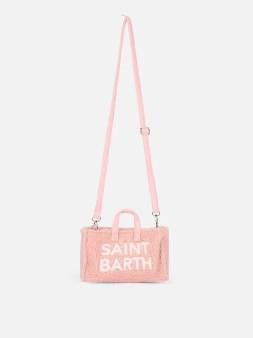 Borsa per telefono in tessuto teddy rosa con ricamo del logo Saint Barth