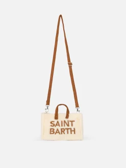 Borsa per telefono in tessuto teddy bianco con ricamo del logo Saint Barth