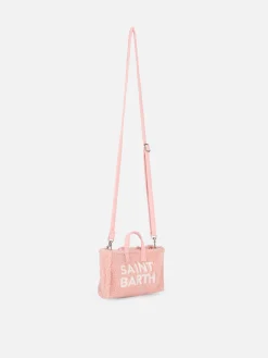 Borsa per telefono in tessuto teddy rosa con ricamo del logo Saint Barth