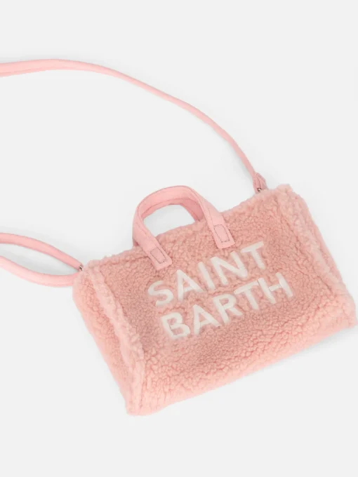 Borsa per telefono in tessuto teddy rosa con ricamo del logo Saint Barth