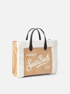 Borsa Vivian beige con dettagli in sherpa