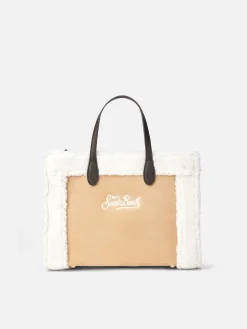Borsa Vivian beige con dettagli in sherpa