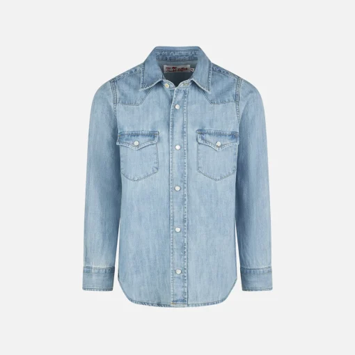 Camicia da bambino in denim di lino