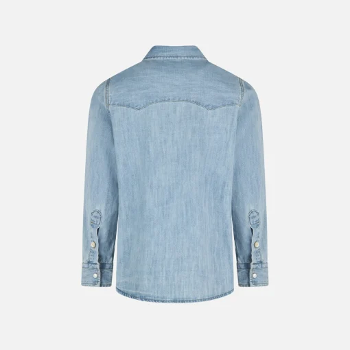 Camicia da bambino in denim di lino