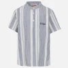 Camicia da bambino in seersucker a maniche corte con stampa a righe