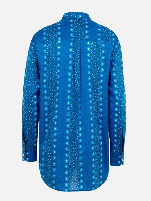 Camicia da donna Brigitte in cotone con stampa fiori indaco