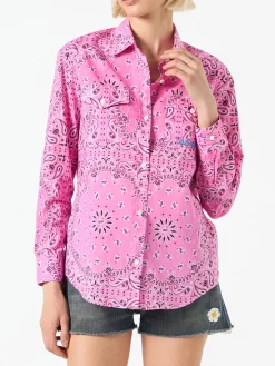 Camicia da donna con stampa bandana rosa