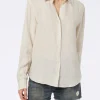 Camicia da donna in lino bianco sporco Meredith