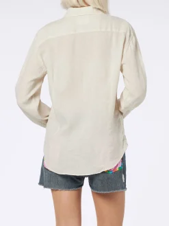 Camicia da donna in lino bianco sporco Meredith