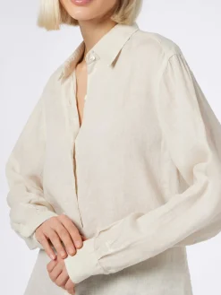 Camicia da donna in lino bianco sporco Meredith