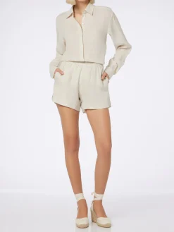 Camicia da donna in lino bianco sporco Meredith