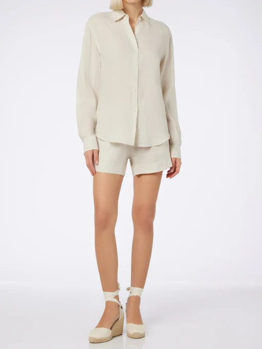 Camicia da donna in lino bianco sporco Meredith