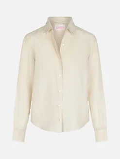 Camicia da donna in lino bianco sporco Meredith