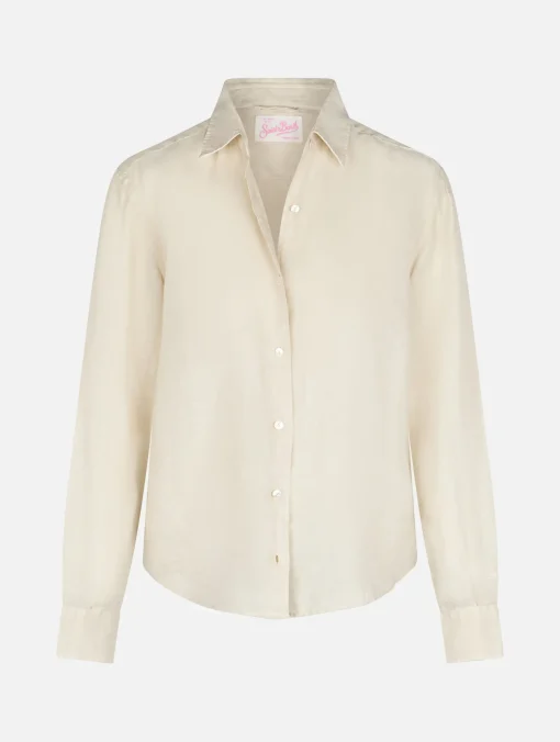 Camicia da donna in lino bianco sporco Meredith