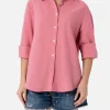 Camicia da donna in seersucker rosa Aisha