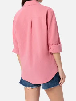 Camicia da donna in seersucker rosa Aisha