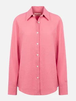 Camicia da donna in seersucker rosa Aisha