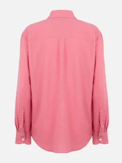 Camicia da donna in seersucker rosa Aisha