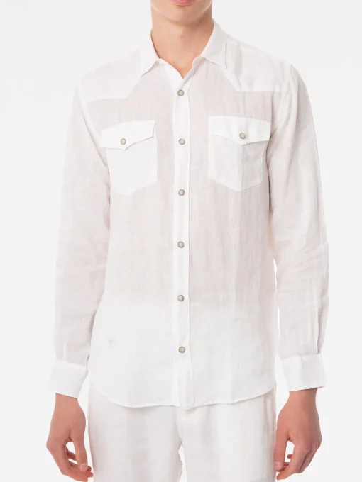 Camicia da uomo in lino bianco