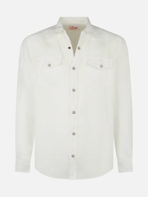 Camicia da uomo in lino bianco