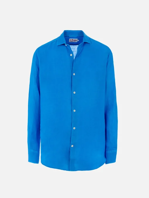 Camicia da uomo in lino bluette acquerello Pamplona