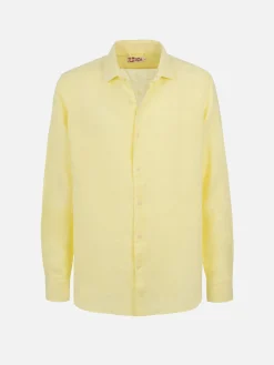 Camicia da uomo in lino giallo pallido Pamplona