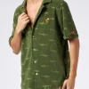 Camicia da uomo in spugna verde militare