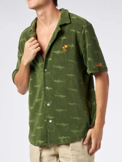 Camicia da uomo in spugna verde militare