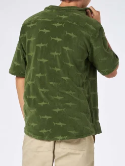 Camicia da uomo in spugna verde militare