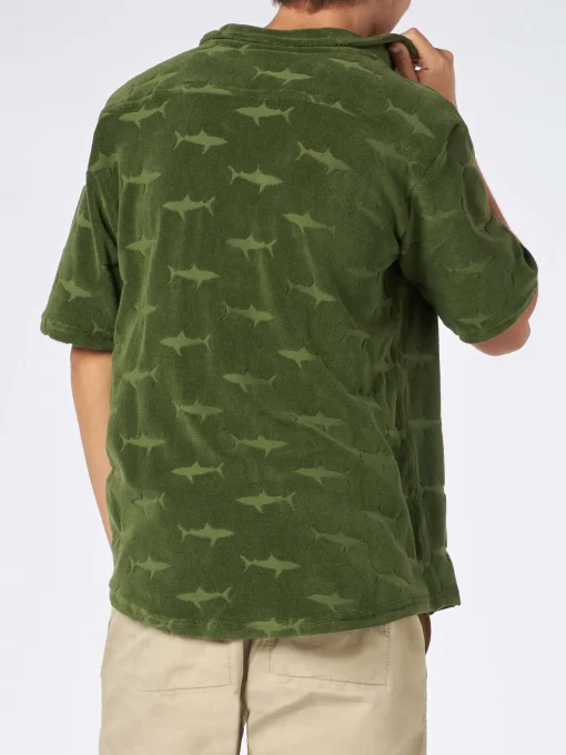 Camicia da uomo in spugna verde militare